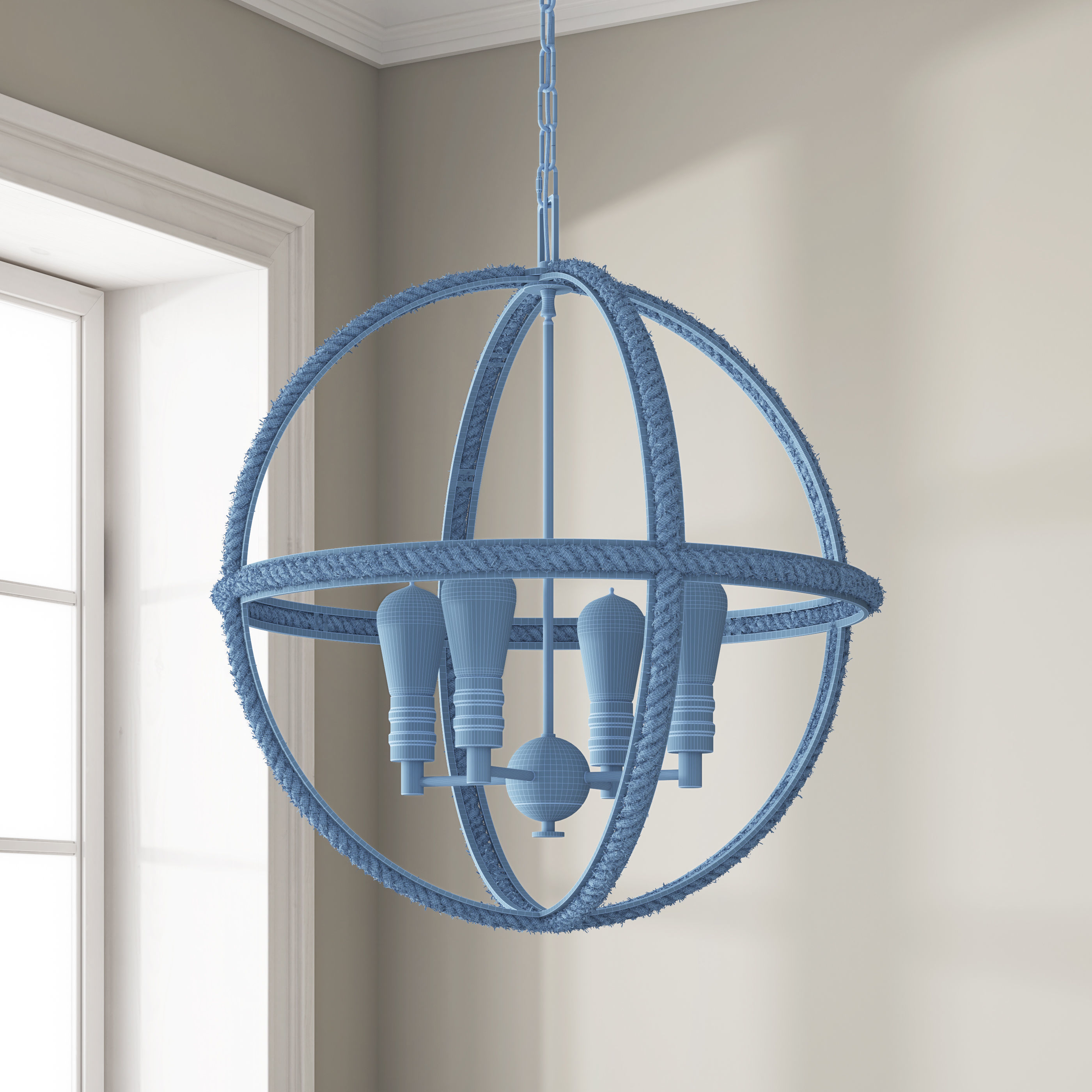 ROPE RING CHANDELIER - 4 LIGHT 3D model_5