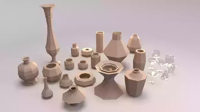 Collection of vase pot and glass
