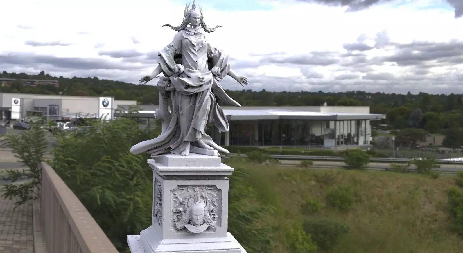 Alien goddess statue 3D model_0