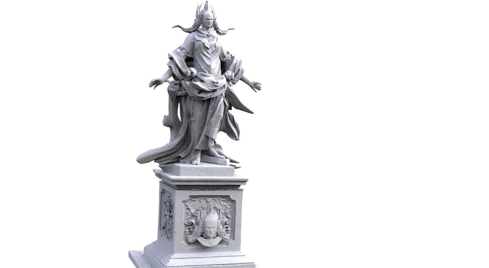 Alien goddess statue 3D model_1