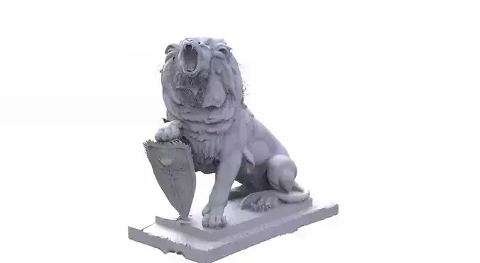 Lion statue with shield 3D model