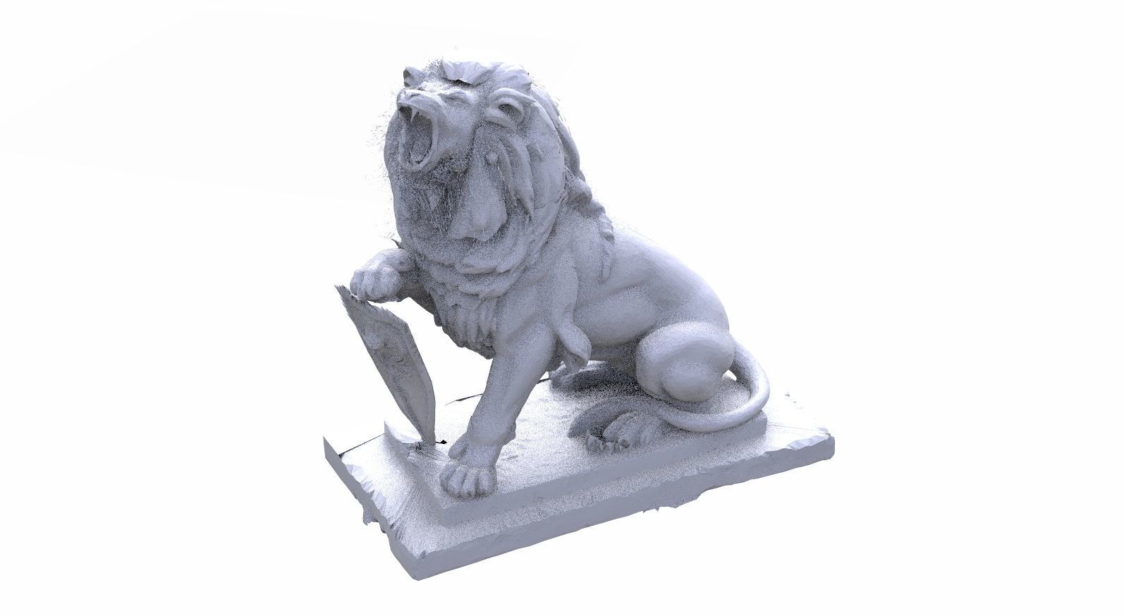 Lion statue with shield 3D model_2