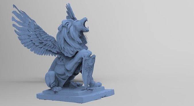 Lion statue With wings 3D model