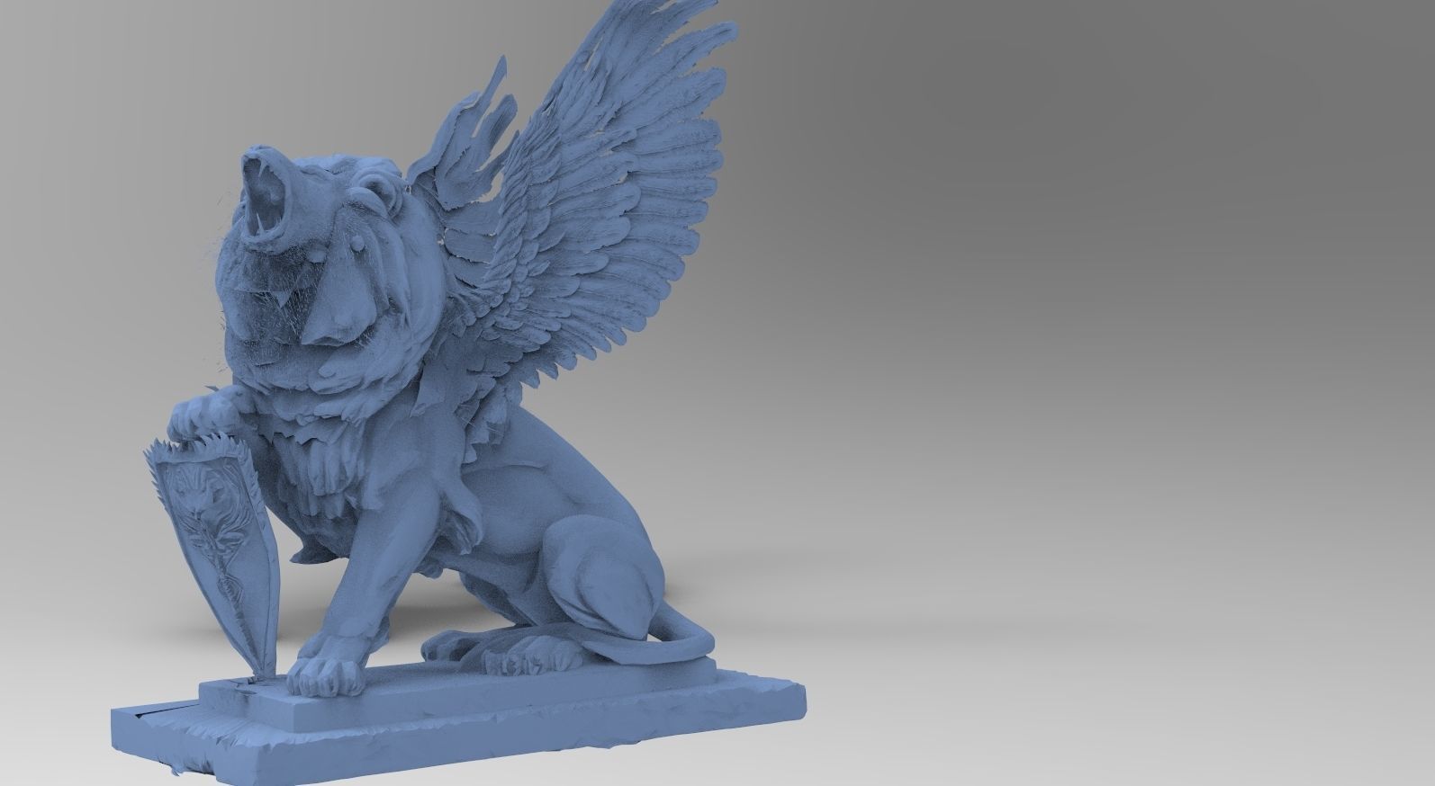 Lion statue With wings 3D model_1