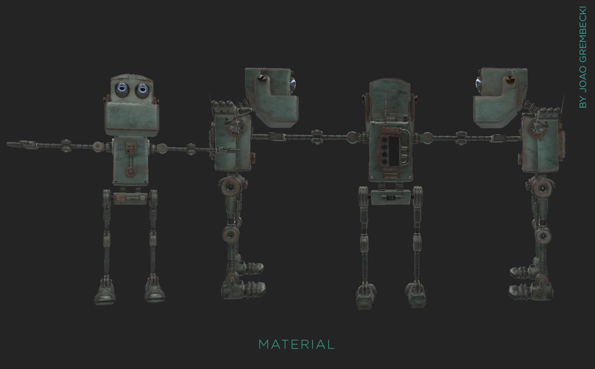 Square Robot Low-poly 3D model_7