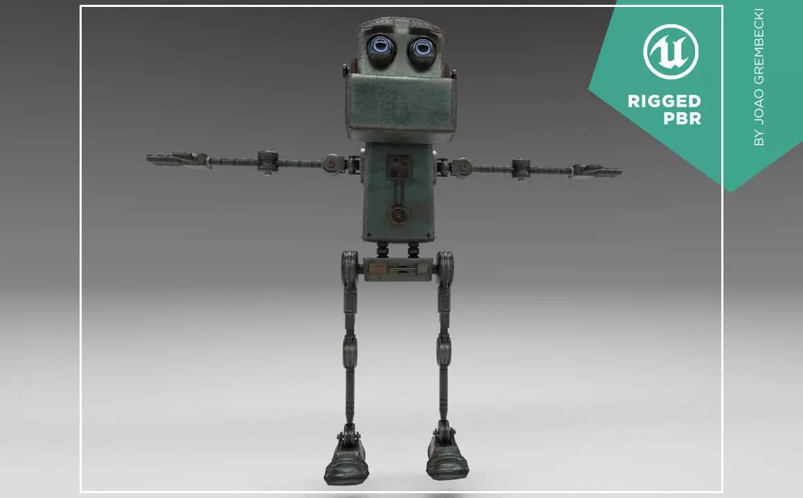 Square Robot Low-poly 3D model_0