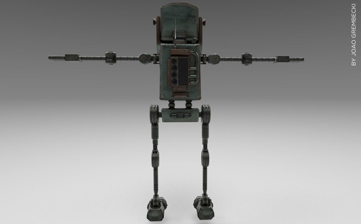 Square Robot Low-poly 3D model_5