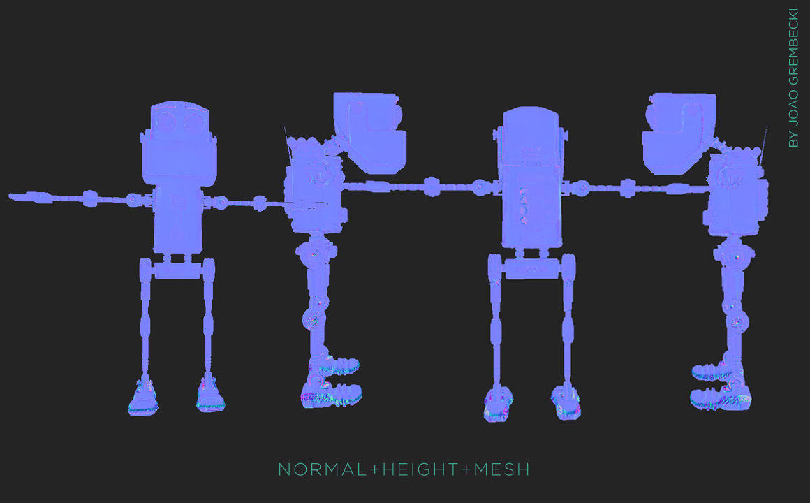 Square Robot Low-poly 3D model_9