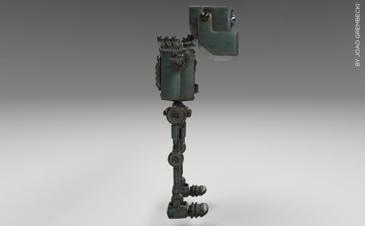Square Robot Low-poly 3D model_4