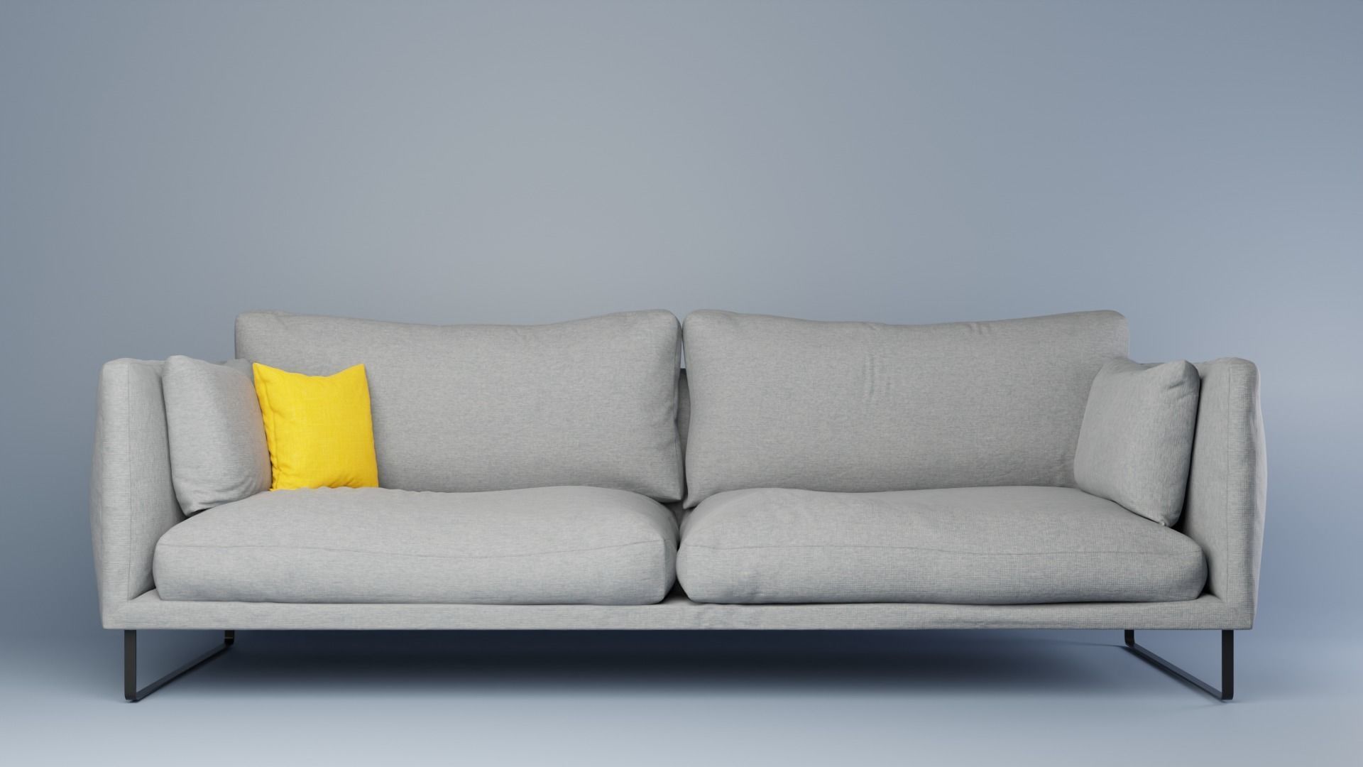 Gray fabric couch 3D model_1