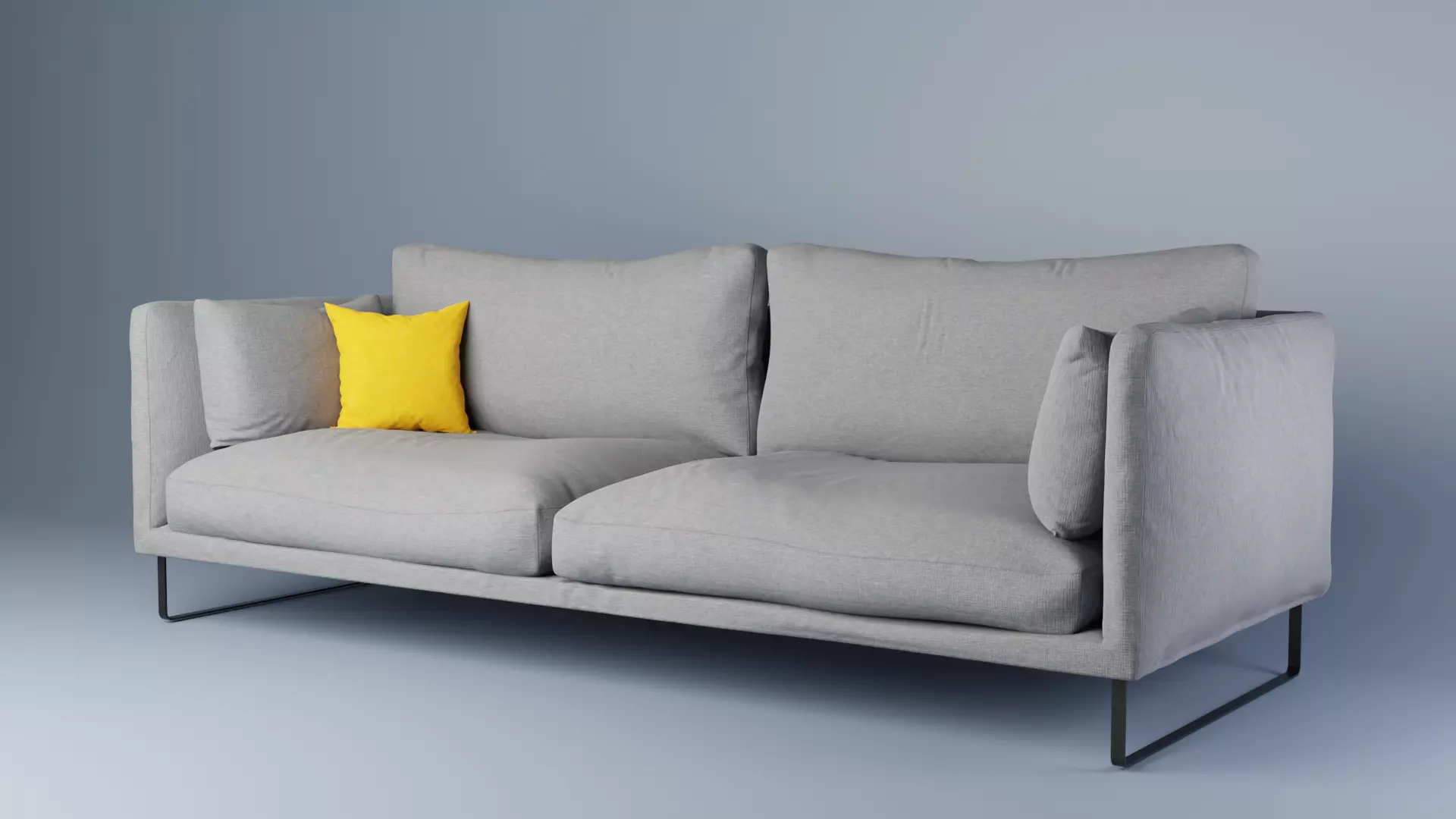 Gray fabric couch 3D model_0