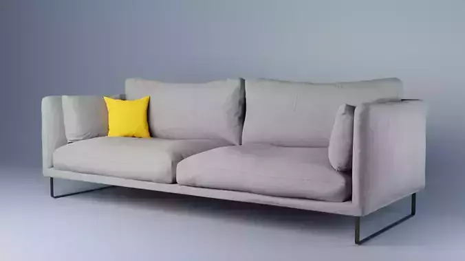 Gray fabric couch 3D model