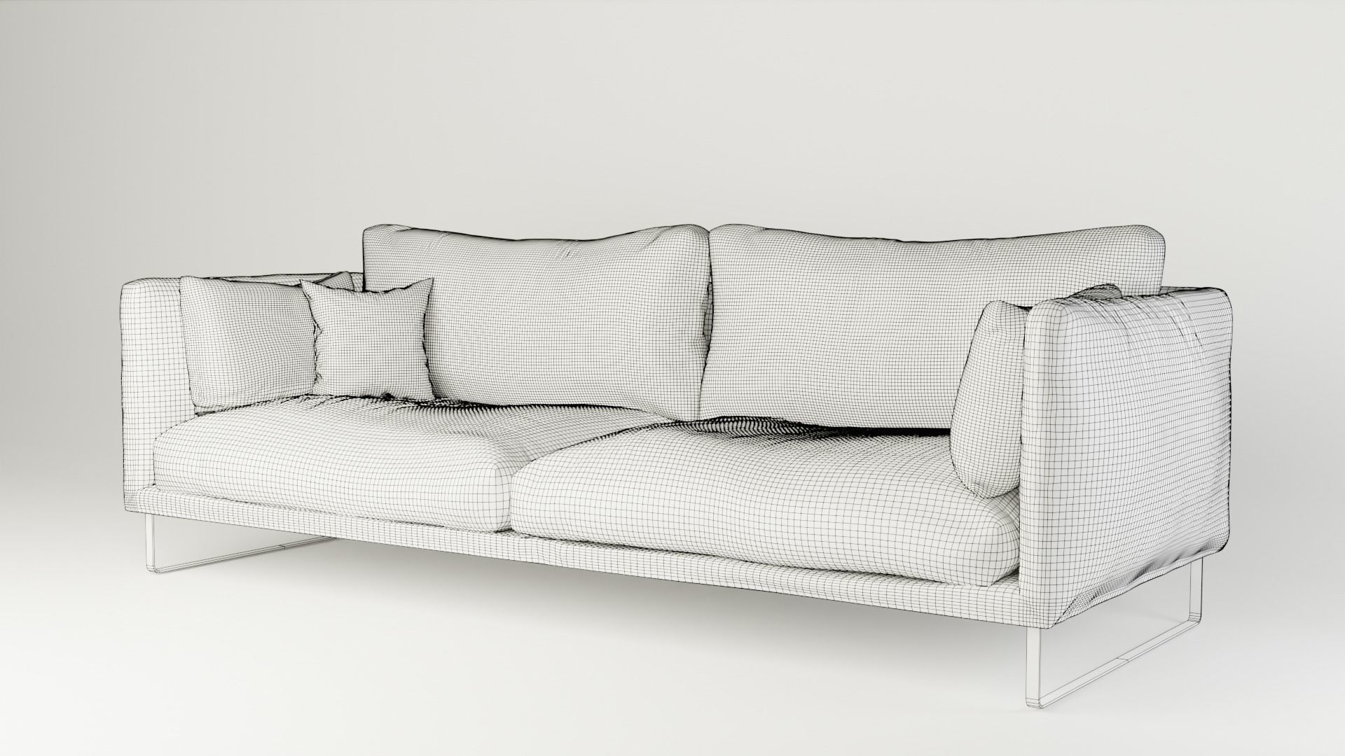 Gray fabric couch 3D model_3