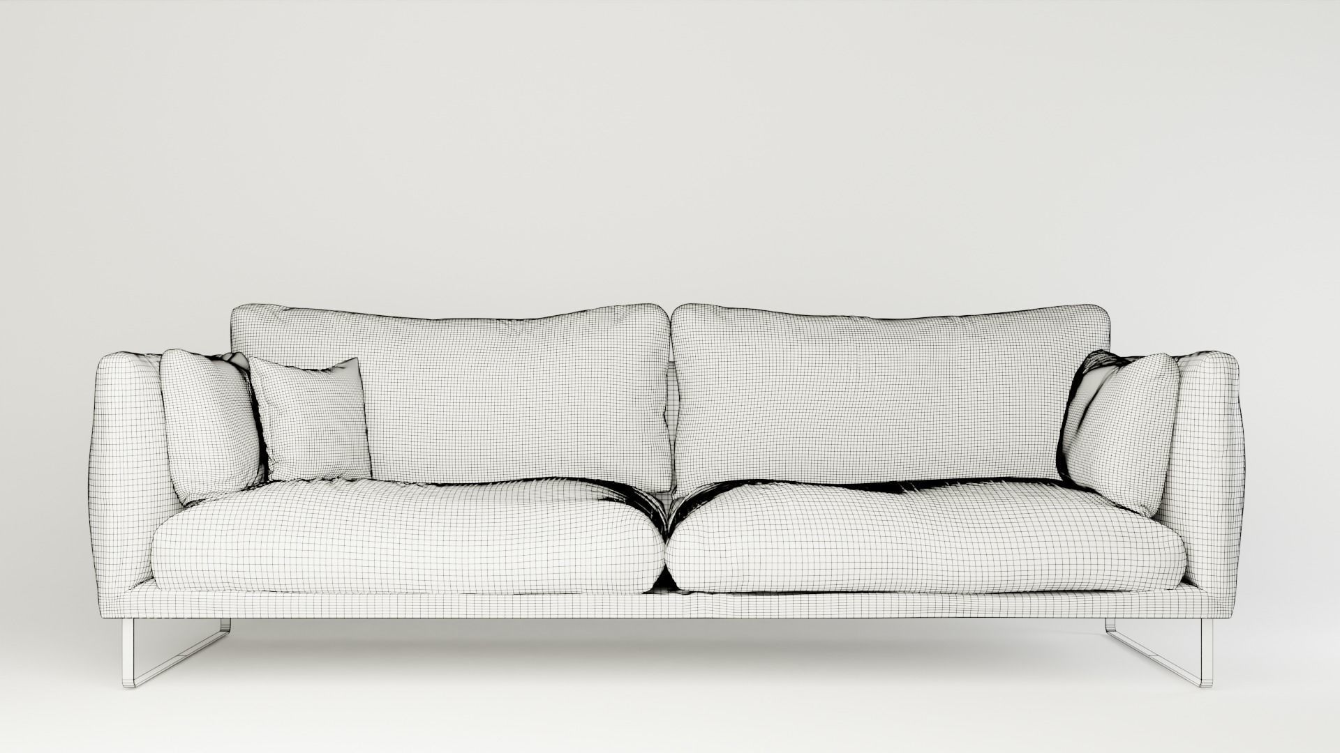 Gray fabric couch 3D model_4