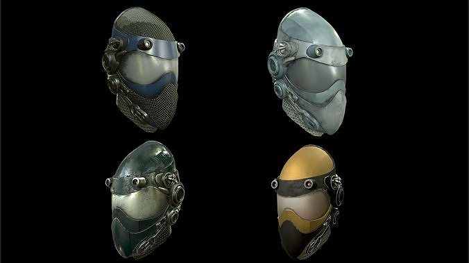 Helmet sci fi 4 texture options low and high poly Low-poly 3D model