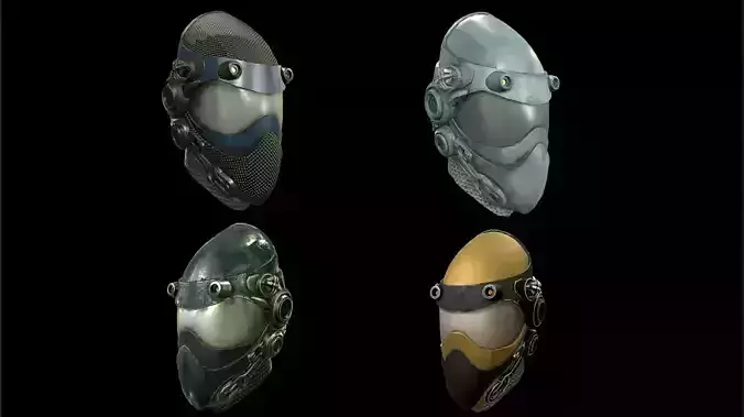 Helmet sci fi 4 texture options low and high poly