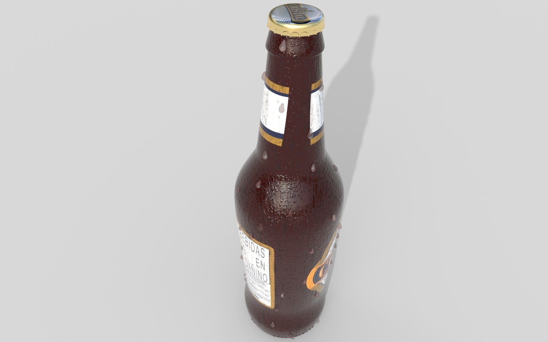 bottle of beer cristal backus peru botella de cerveza cristal 3D model_2