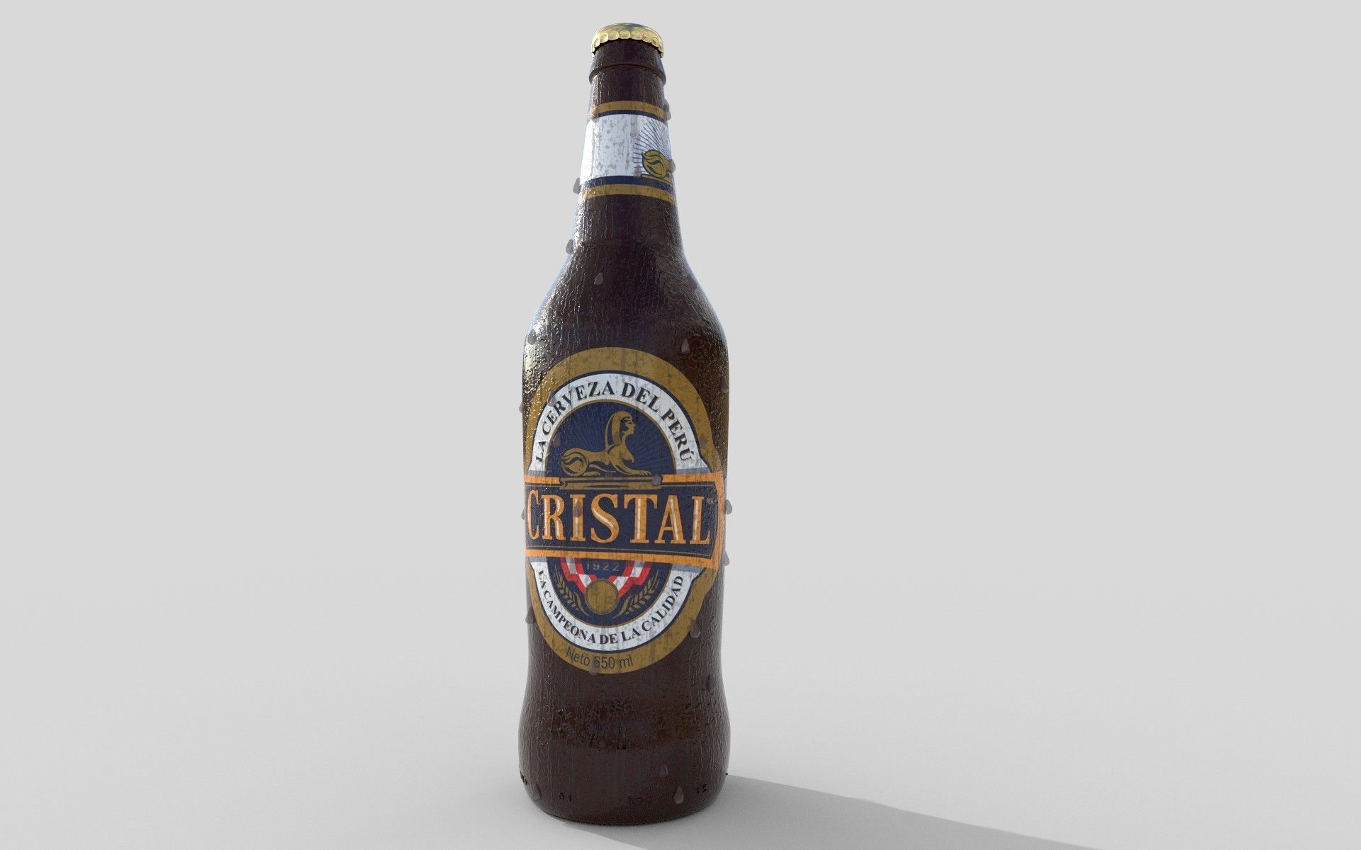bottle of beer cristal backus peru botella de cerveza cristal 3D model_5