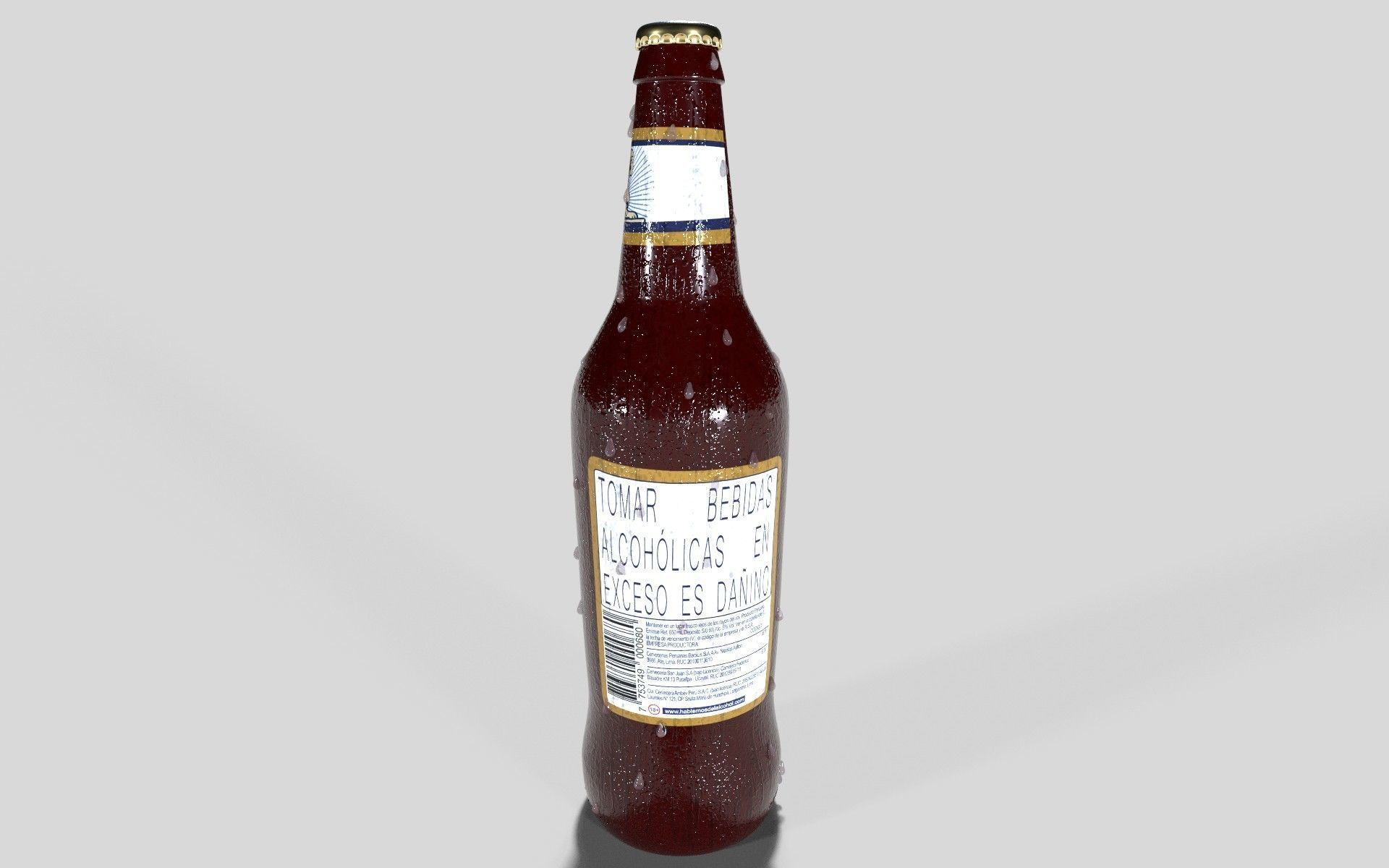 bottle of beer cristal backus peru botella de cerveza cristal 3D model_7