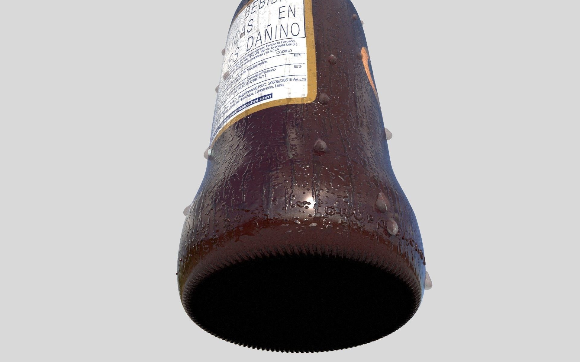 bottle of beer cristal backus peru botella de cerveza cristal 3D model_4