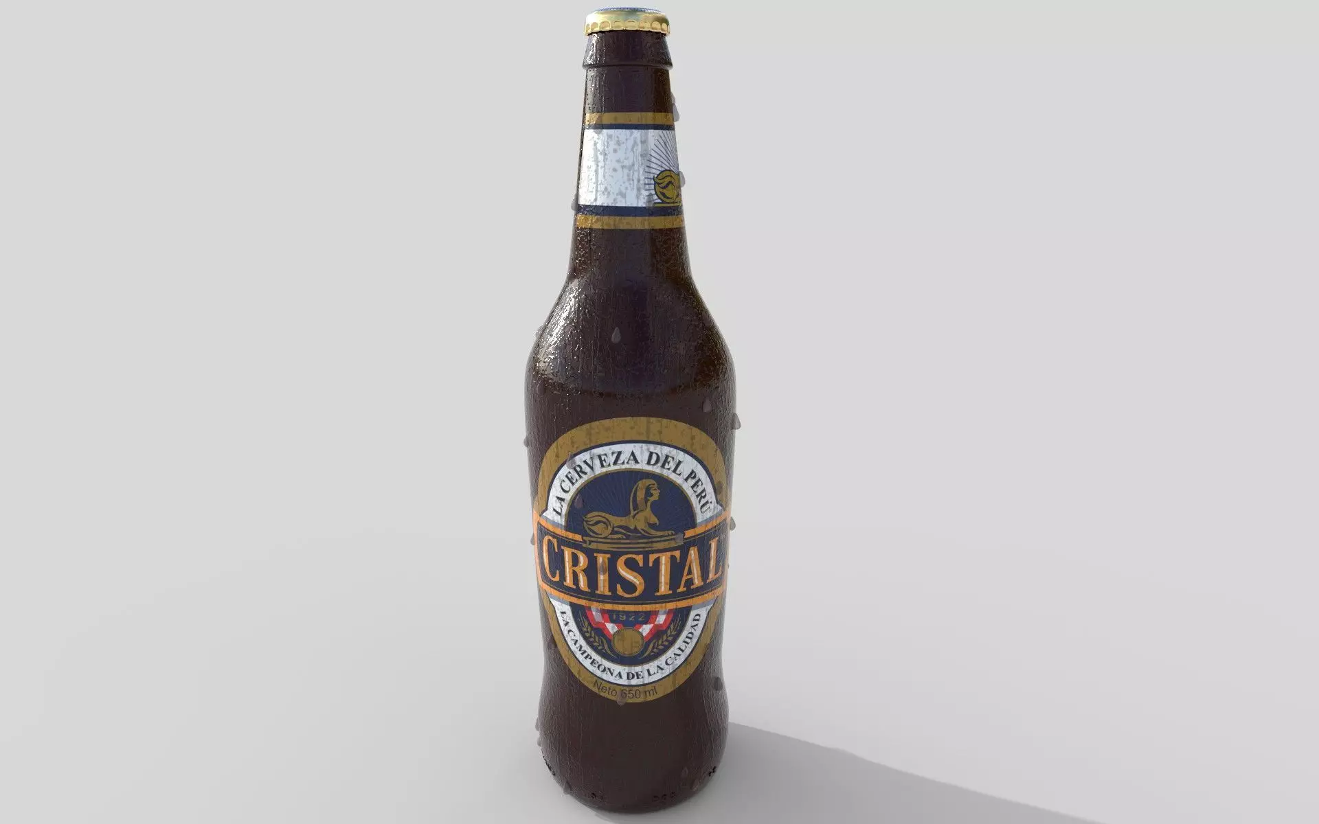 bottle of beer cristal backus peru botella de cerveza cristal 3D model_0