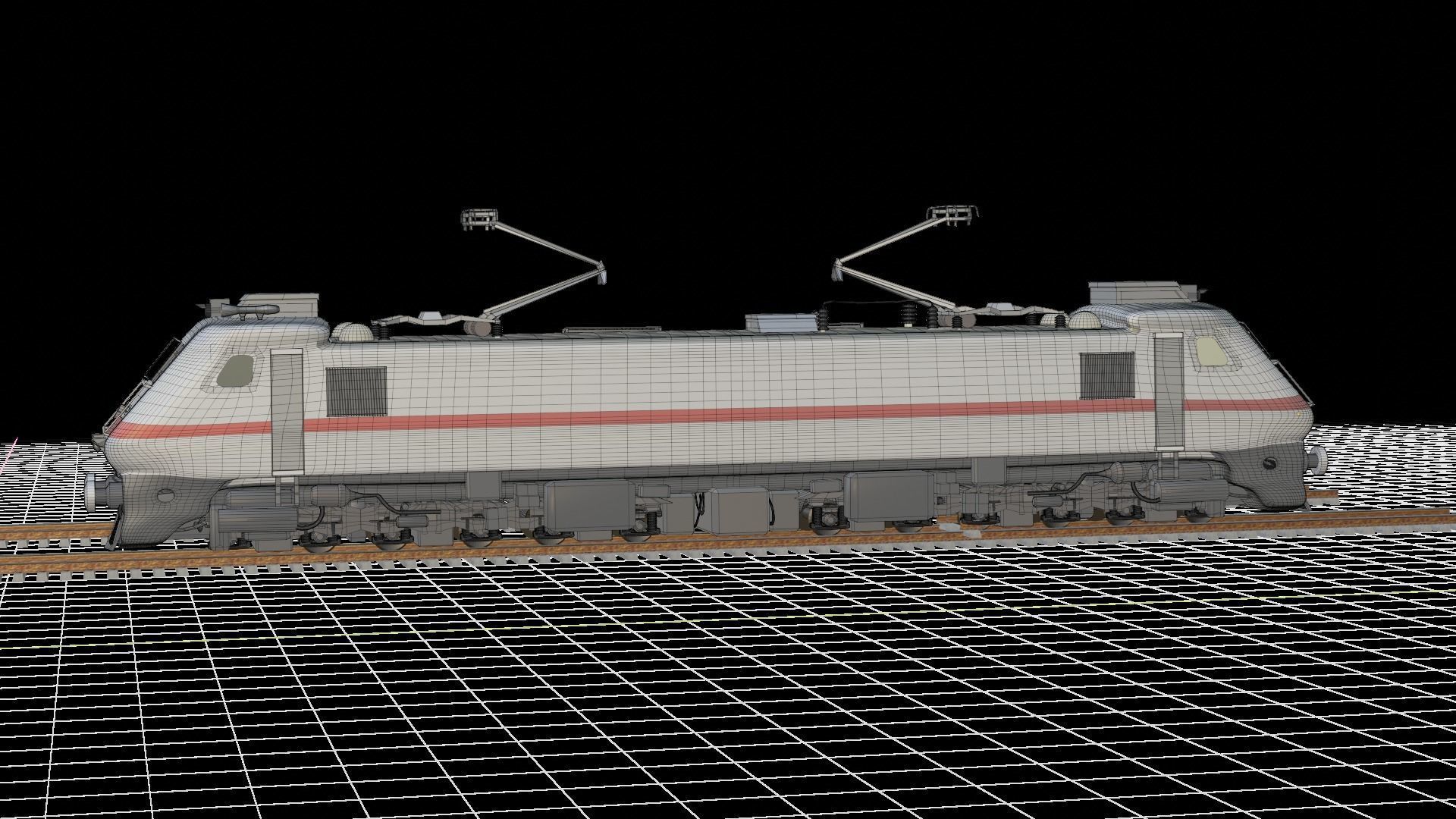 WAP 7 electric train on tracks Free 3D model_3