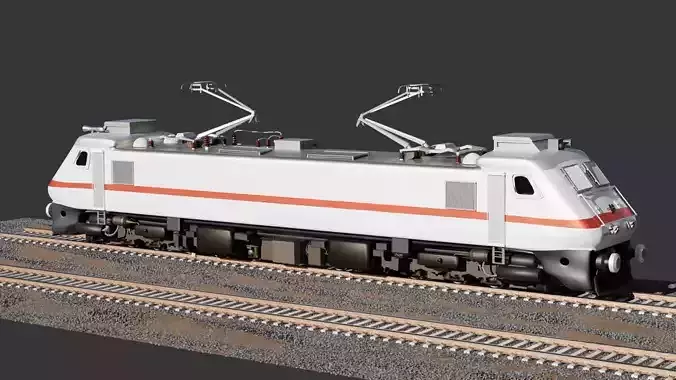 WAP 7 electric train on tracks Free 3D model