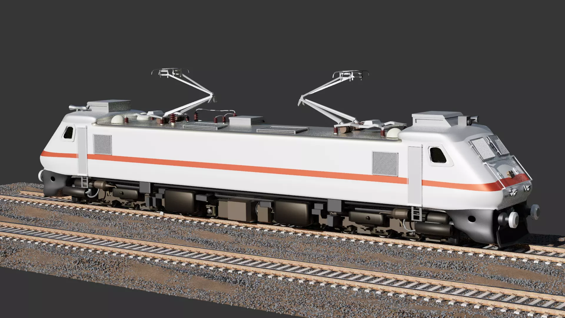 WAP 7 electric train on tracks Free 3D model_0