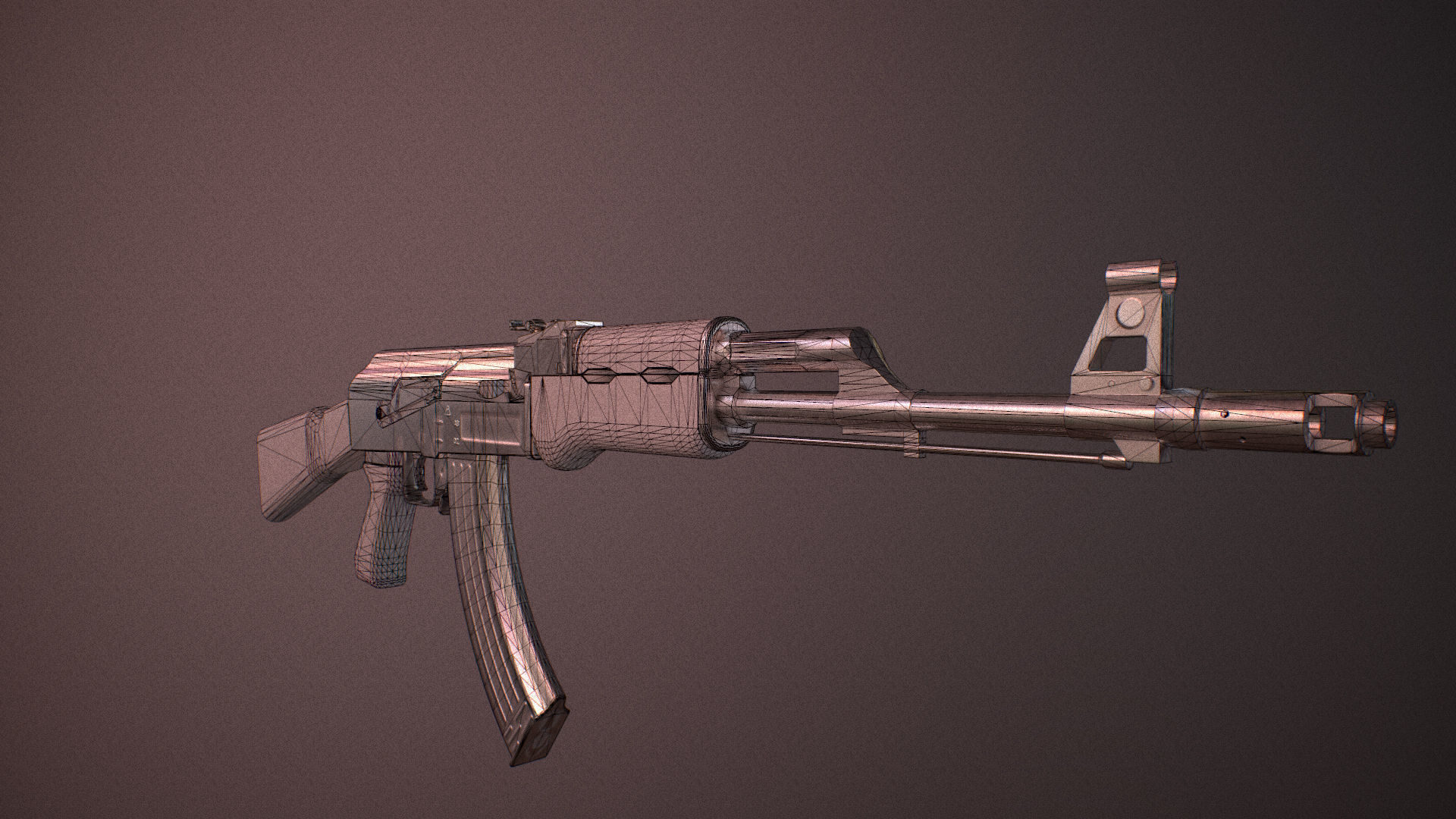 Moddable AK-47 Low-poly 3D model_11