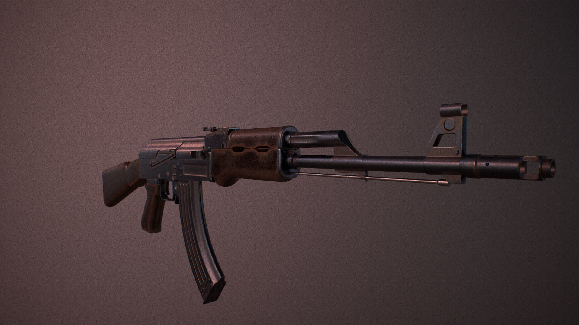 Moddable AK-47 Low-poly 3D model_10