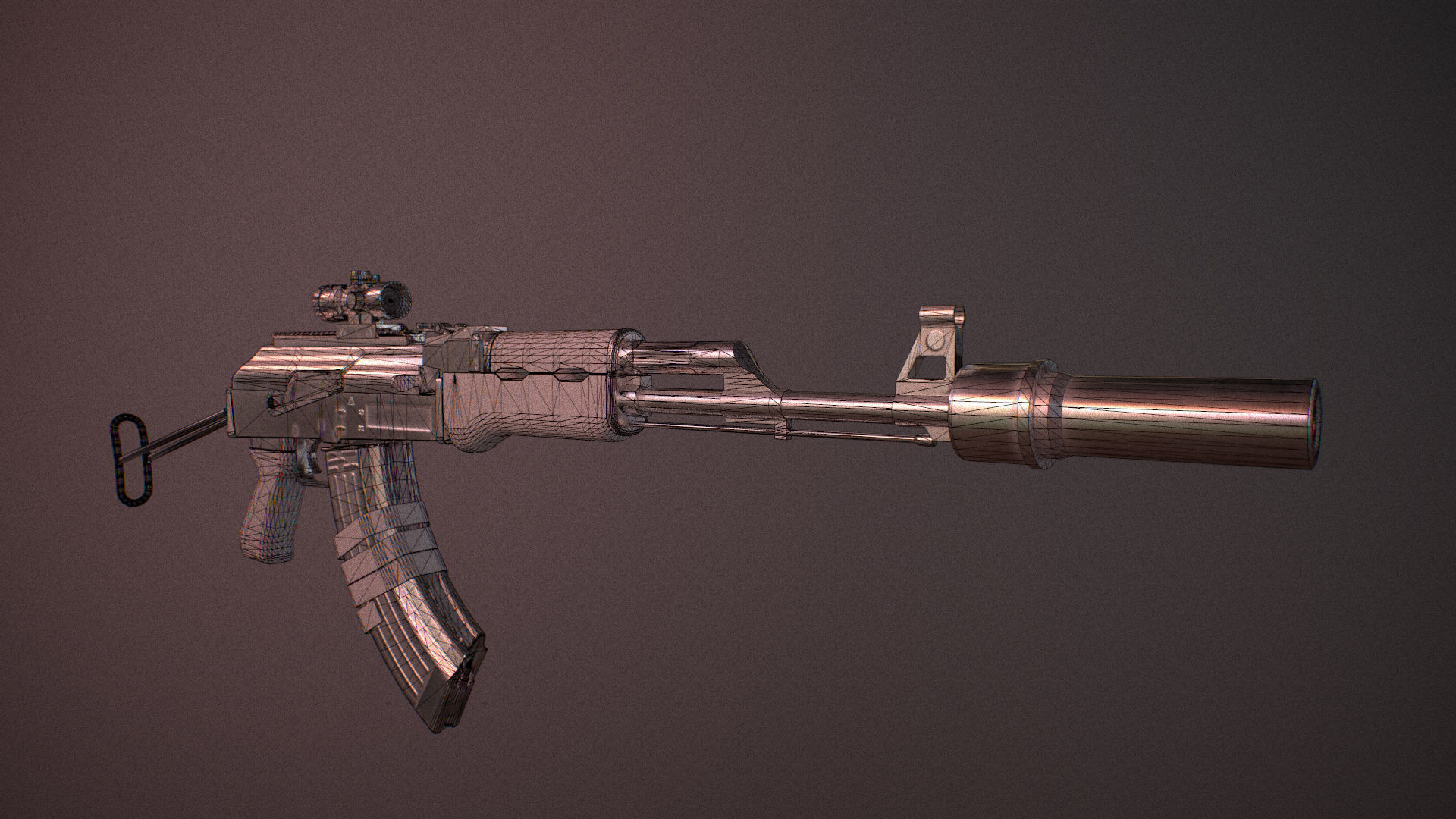 Moddable AK-47 Low-poly 3D model_7