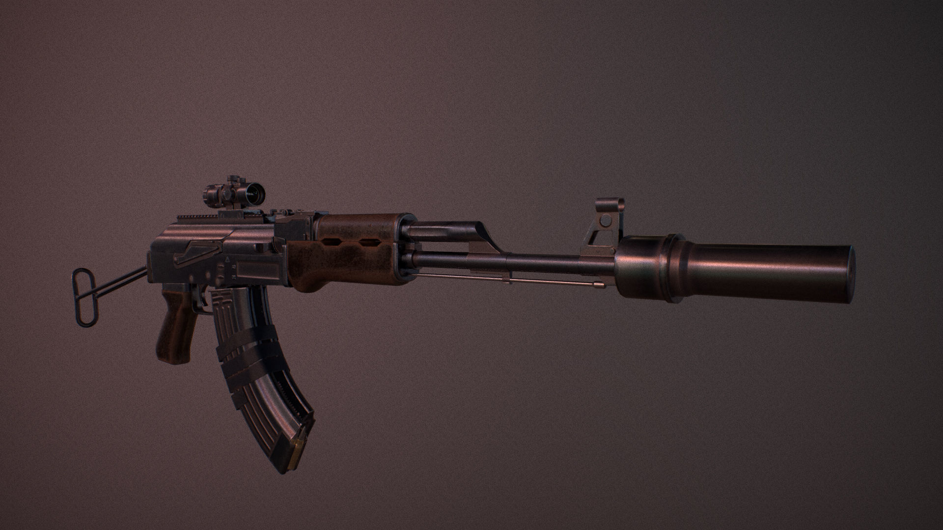 Moddable AK-47 Low-poly 3D model_6