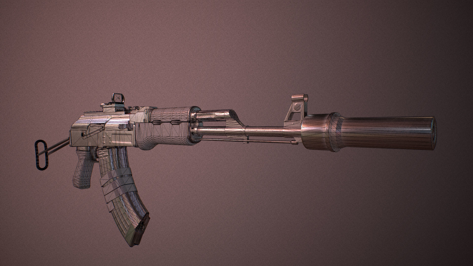 Moddable AK-47 Low-poly 3D model_13