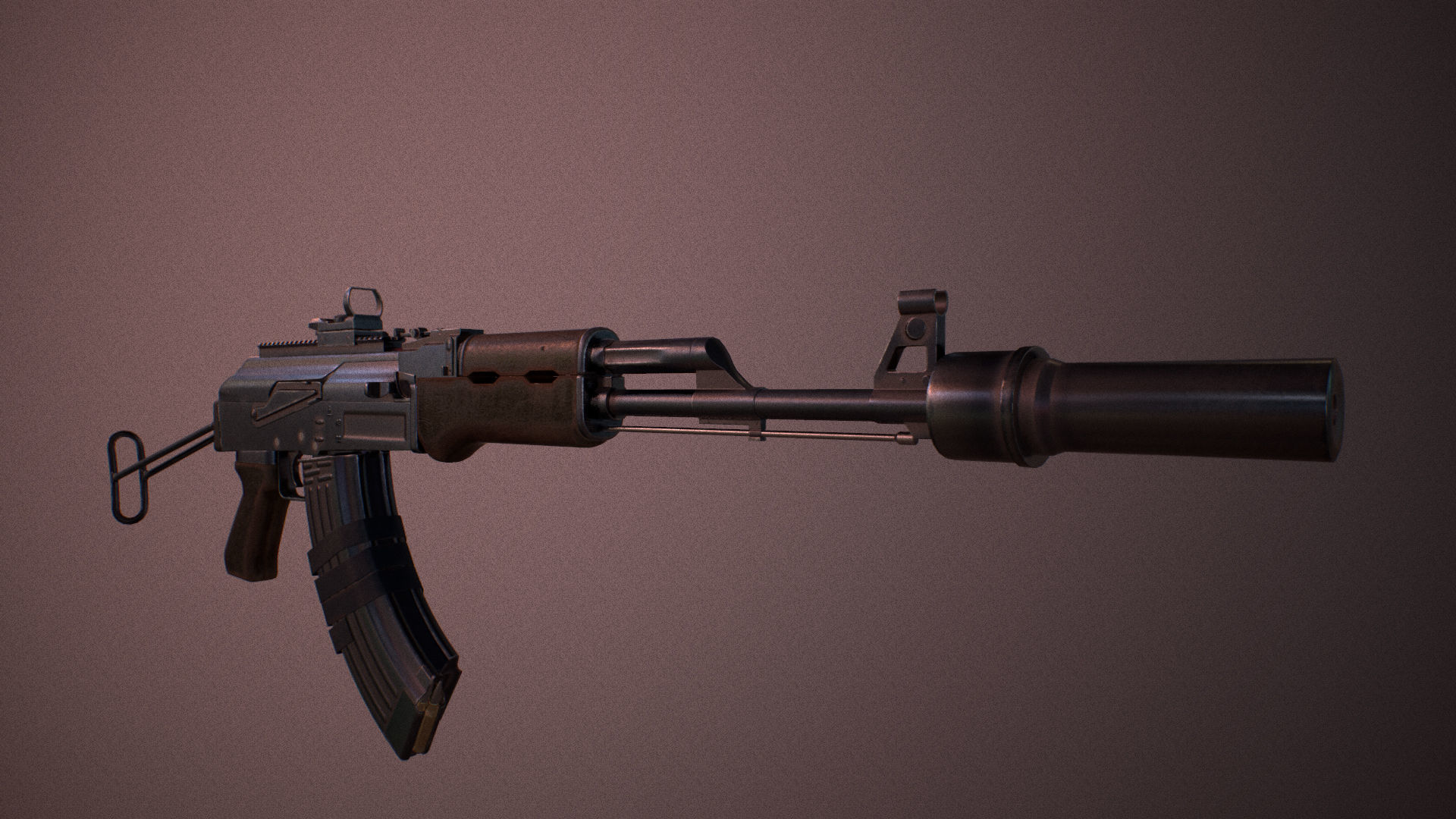 Moddable AK-47 Low-poly 3D model_12