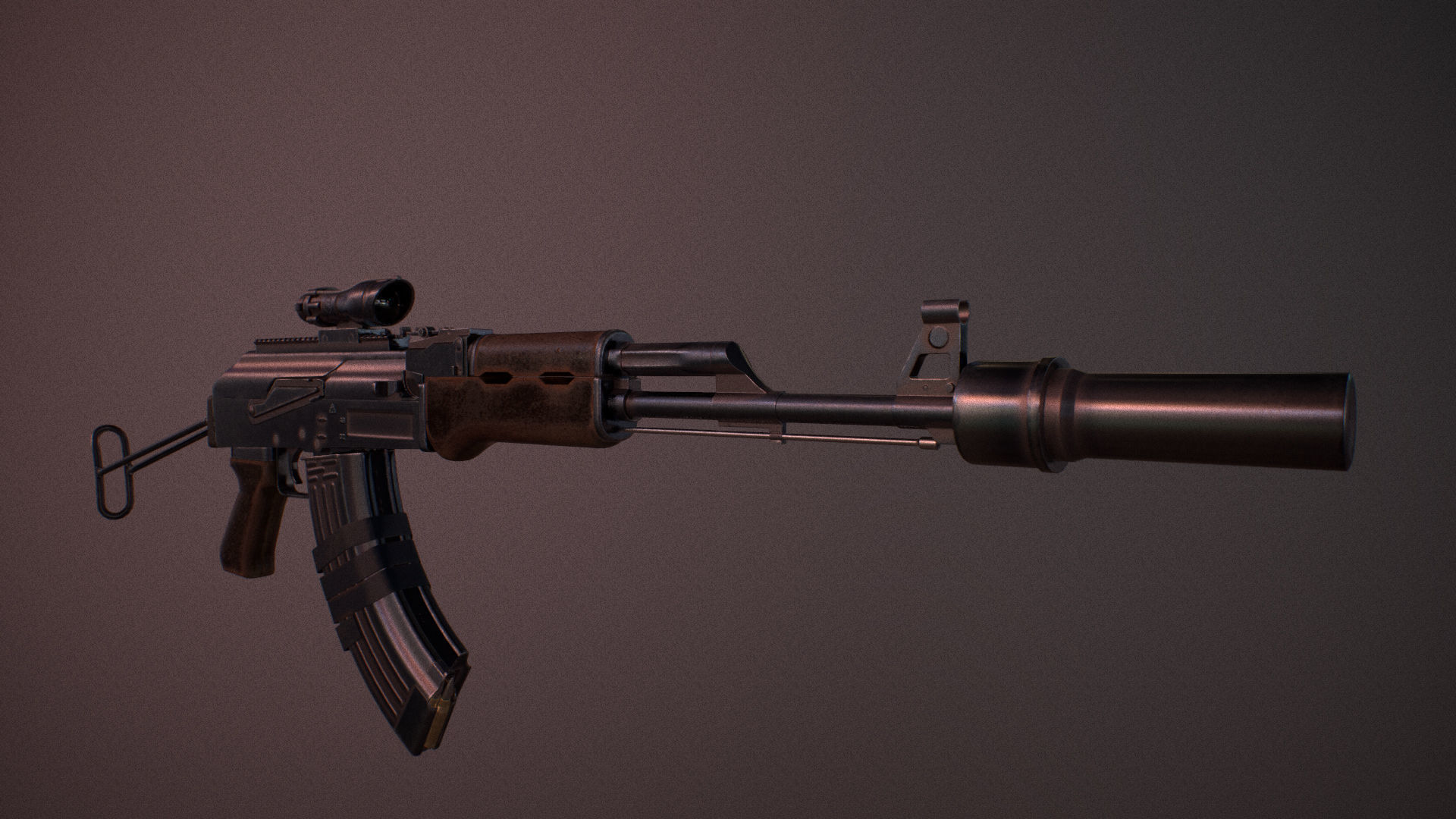 Moddable AK-47 Low-poly 3D model_4
