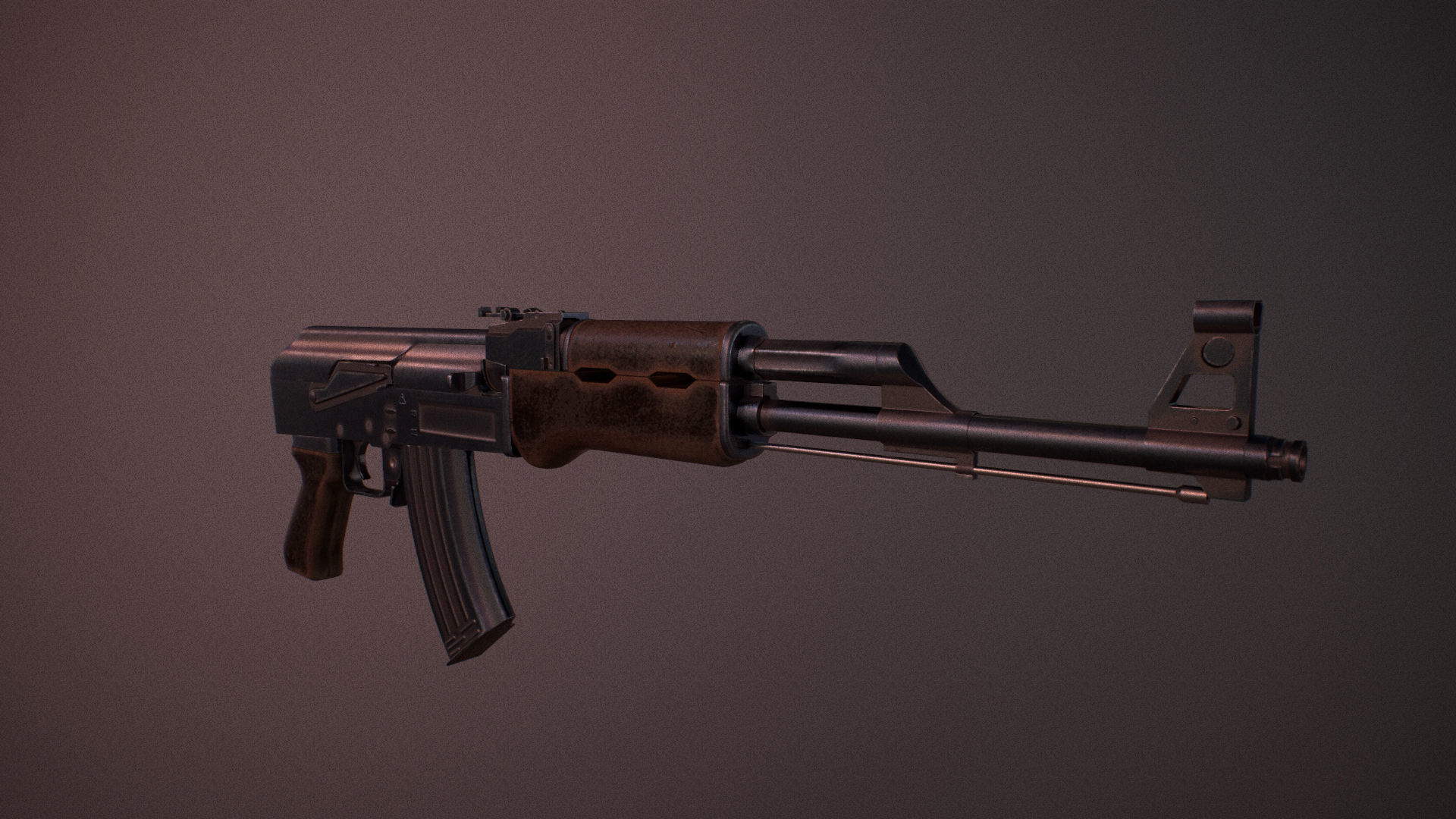 Moddable AK-47 Low-poly 3D model_8