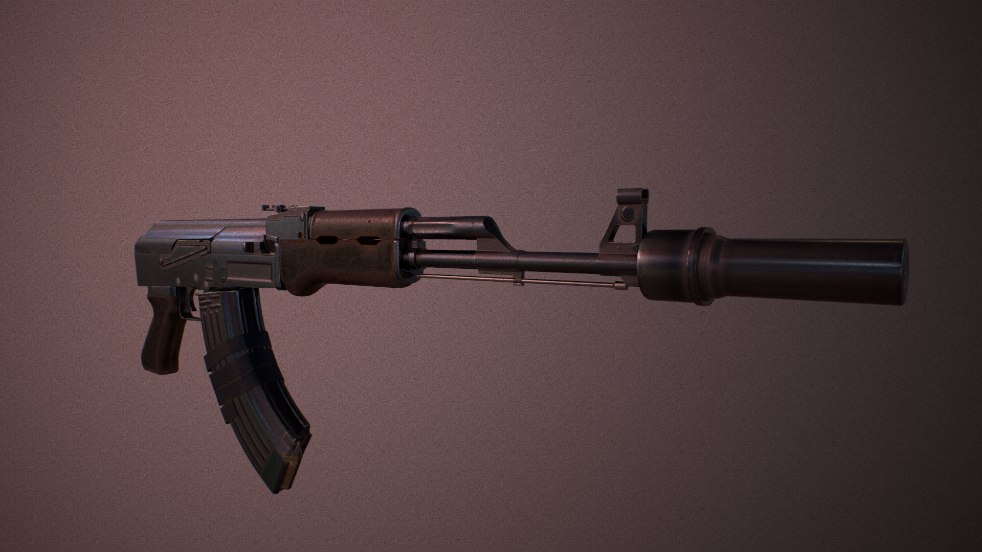 Moddable AK-47 Low-poly 3D model_14