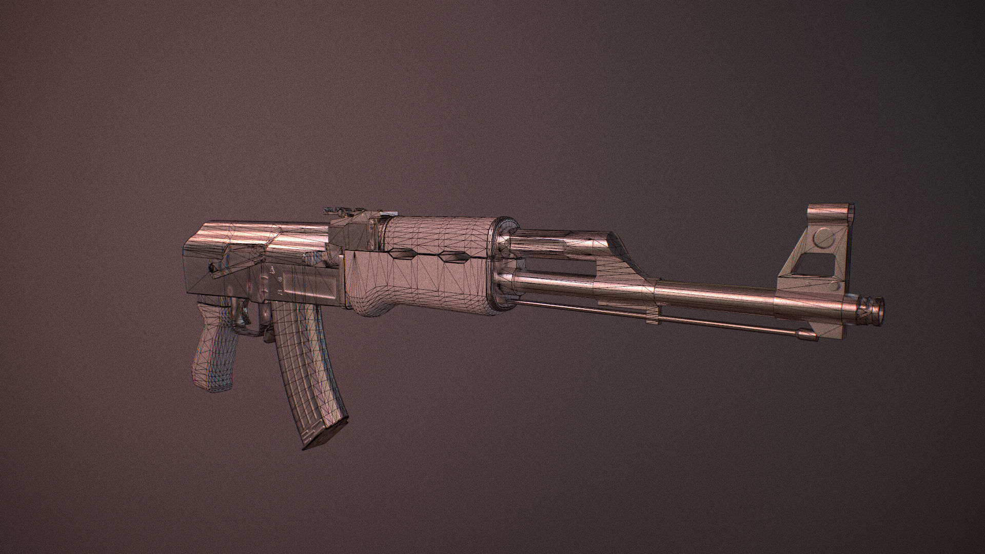 Moddable AK-47 Low-poly 3D model_9