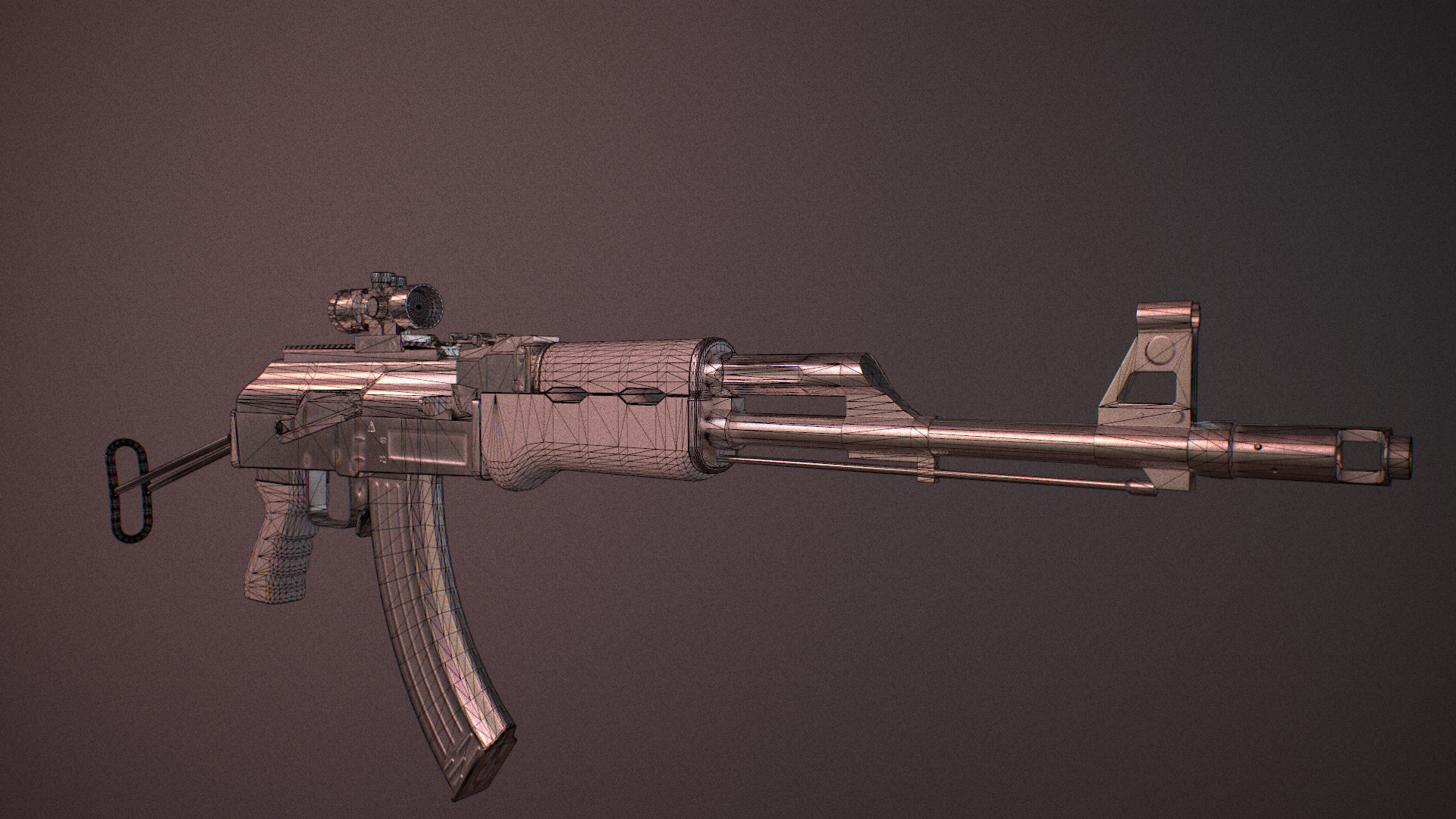 Moddable AK-47 Low-poly 3D model_3
