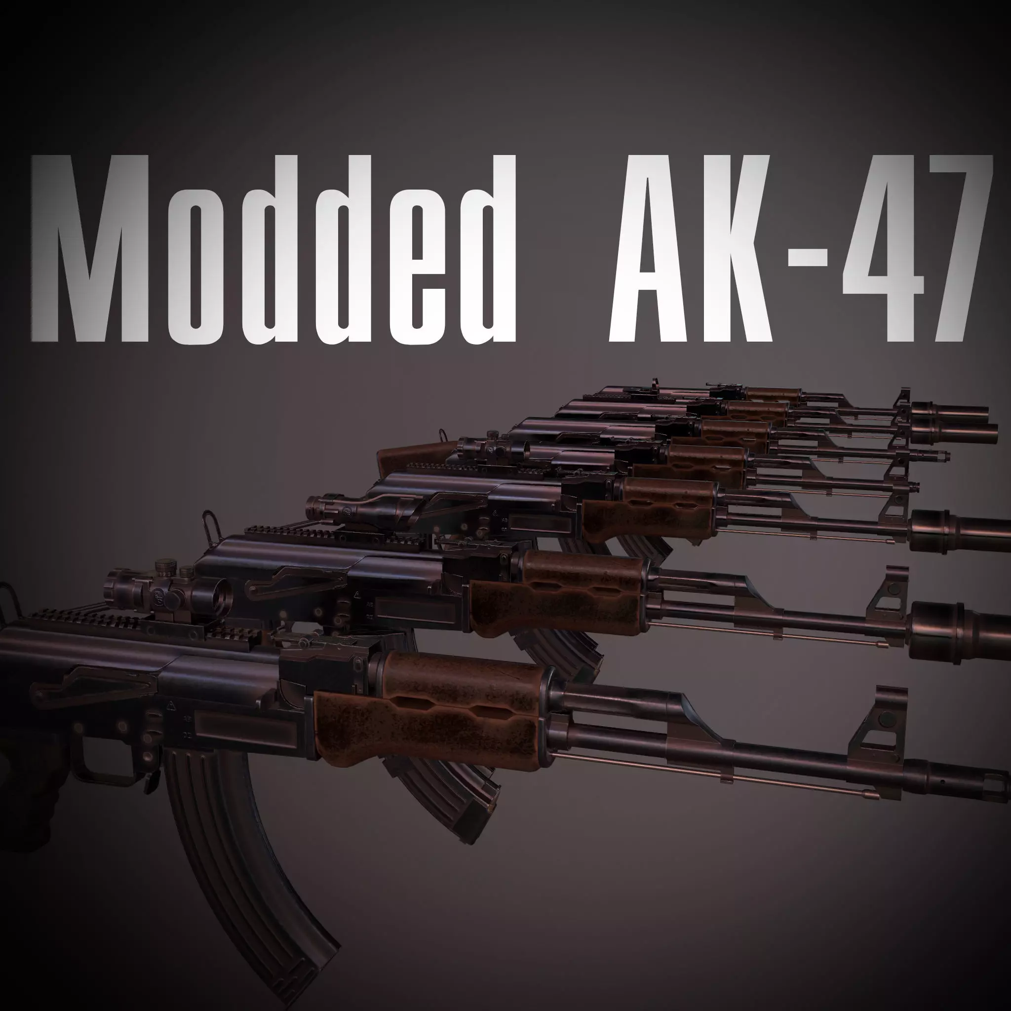 Moddable AK-47 Low-poly 3D model_0