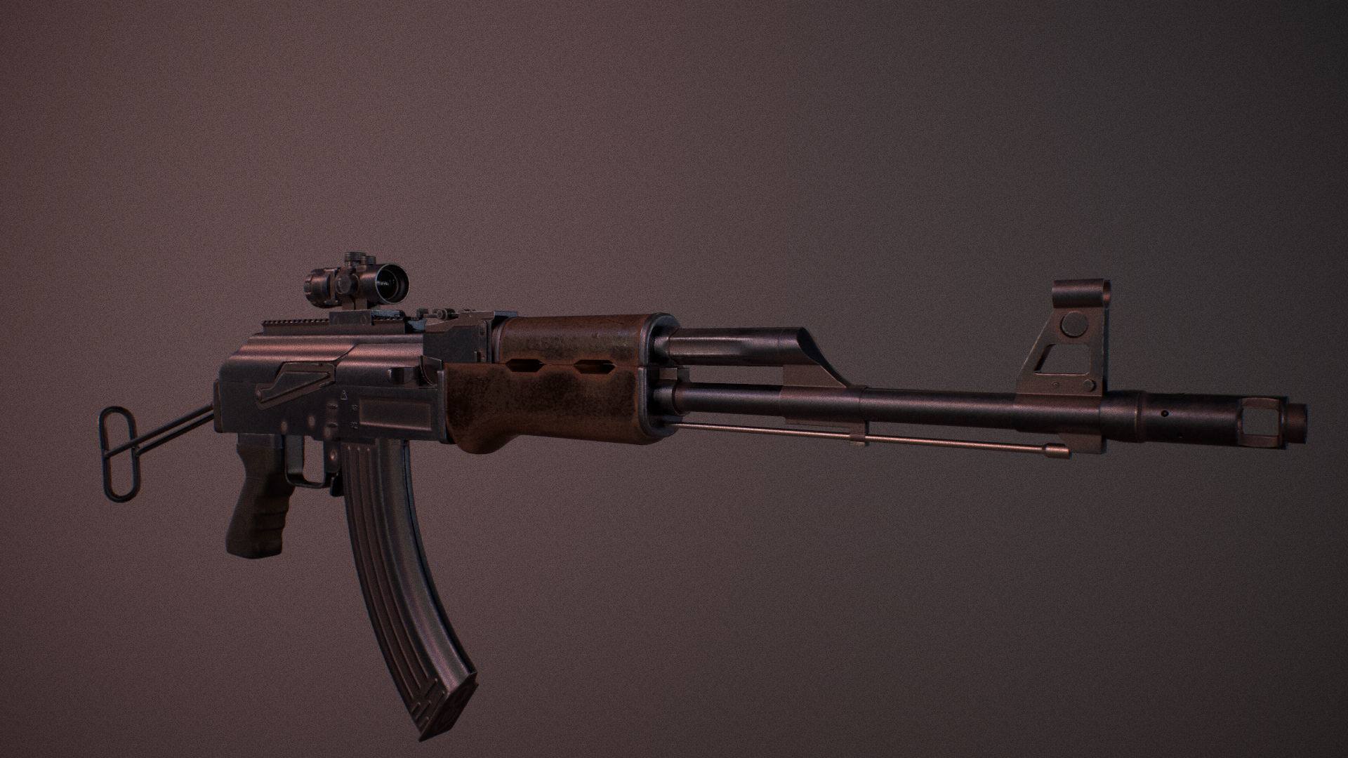 Moddable AK-47 Low-poly 3D model_2