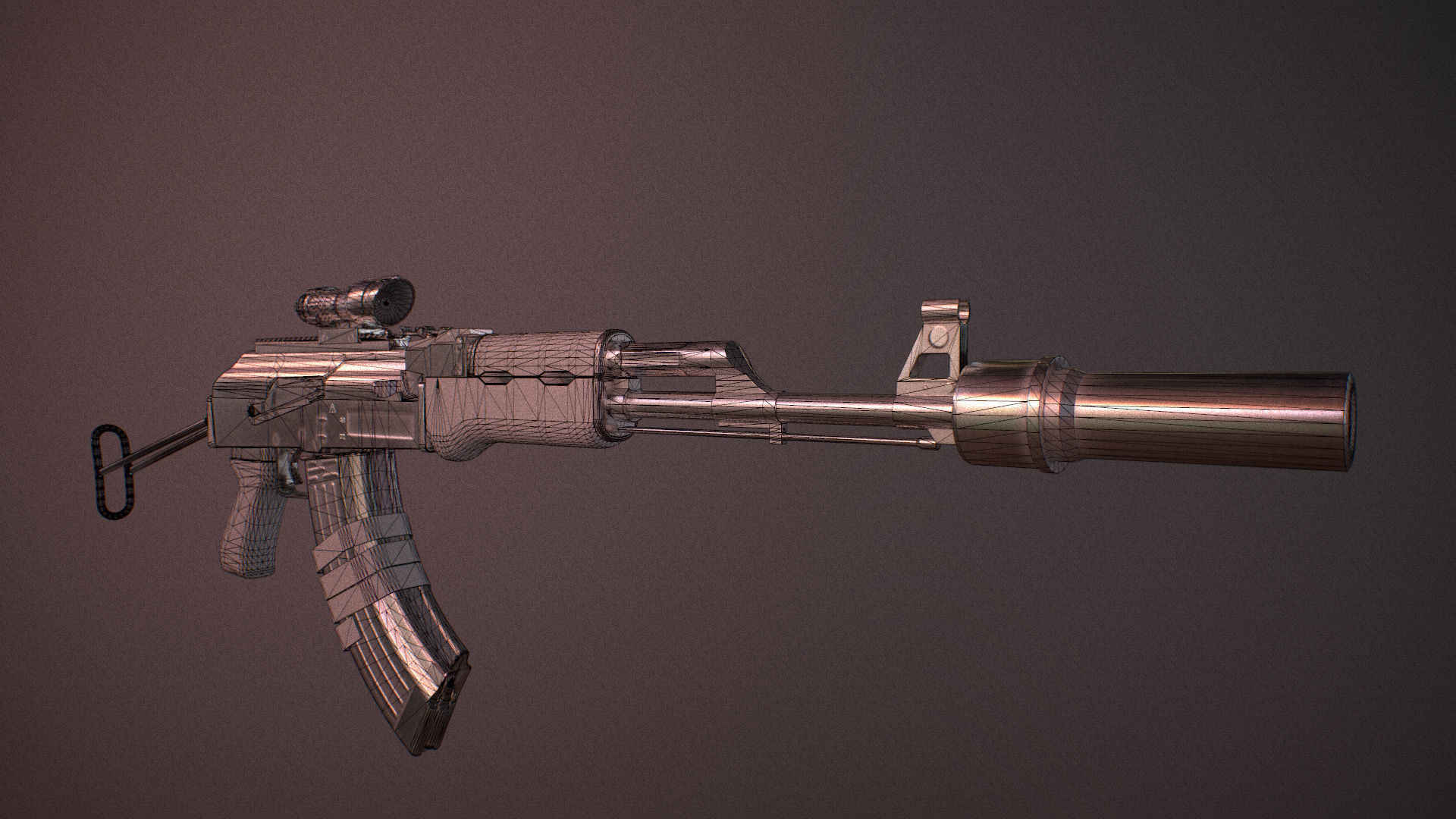 Moddable AK-47 Low-poly 3D model_5