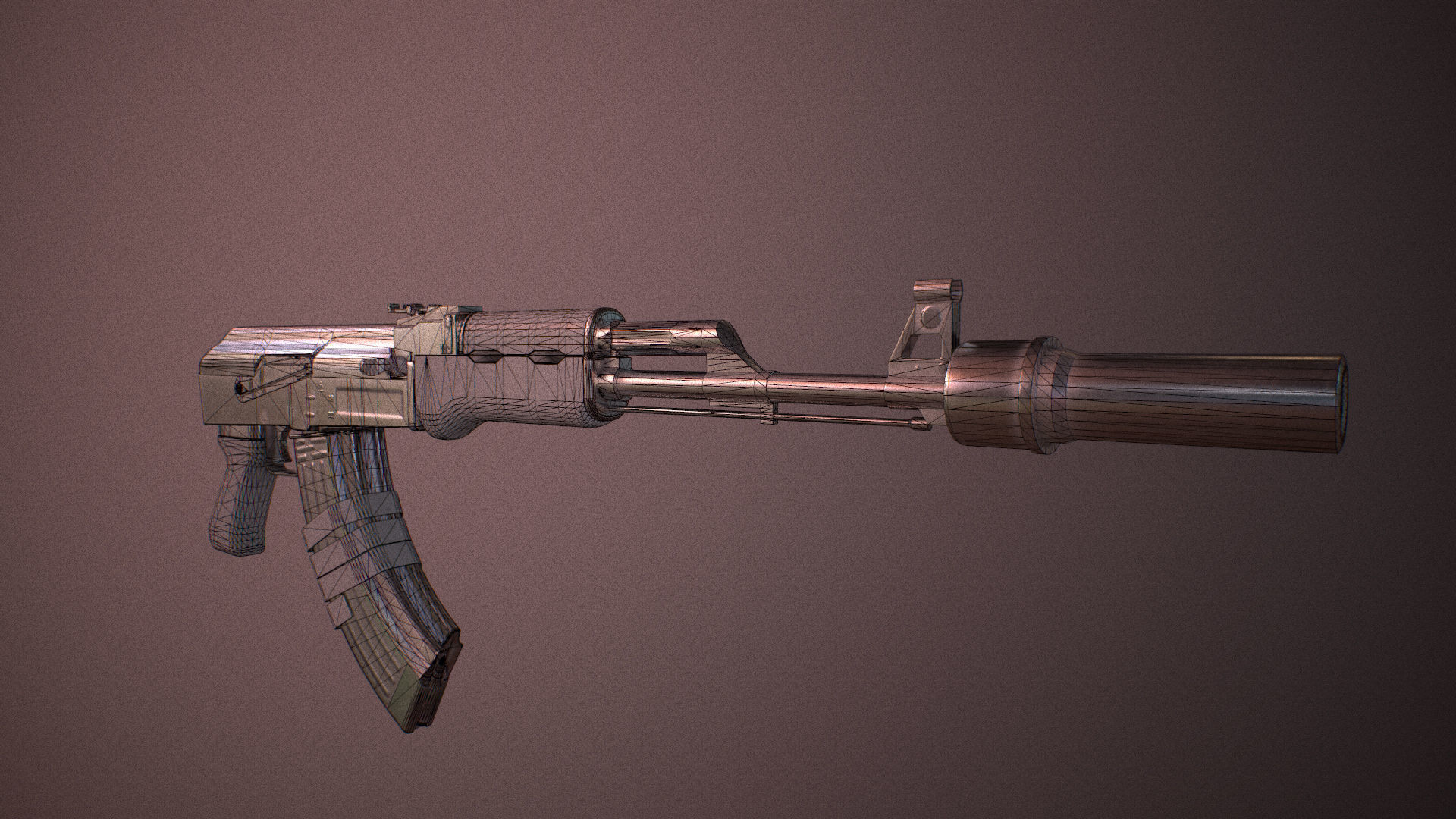 Moddable AK-47 Low-poly 3D model_15