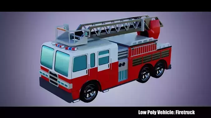 Low Poly Vehicle -  Firetruck Low-poly 3D model