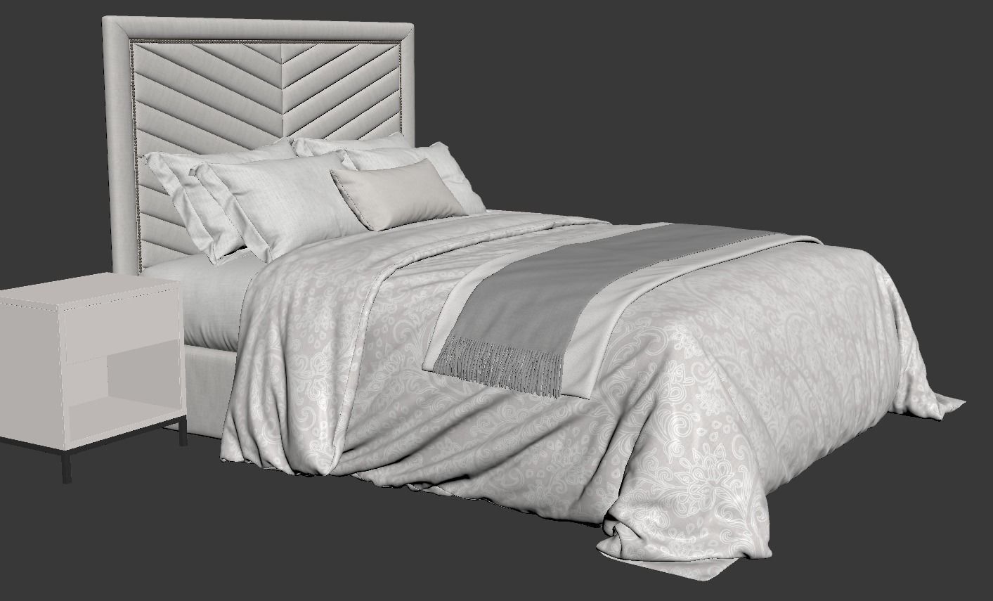 Rhys II Dovetail Tufted Nailhead Headboard Bed 3D model_5