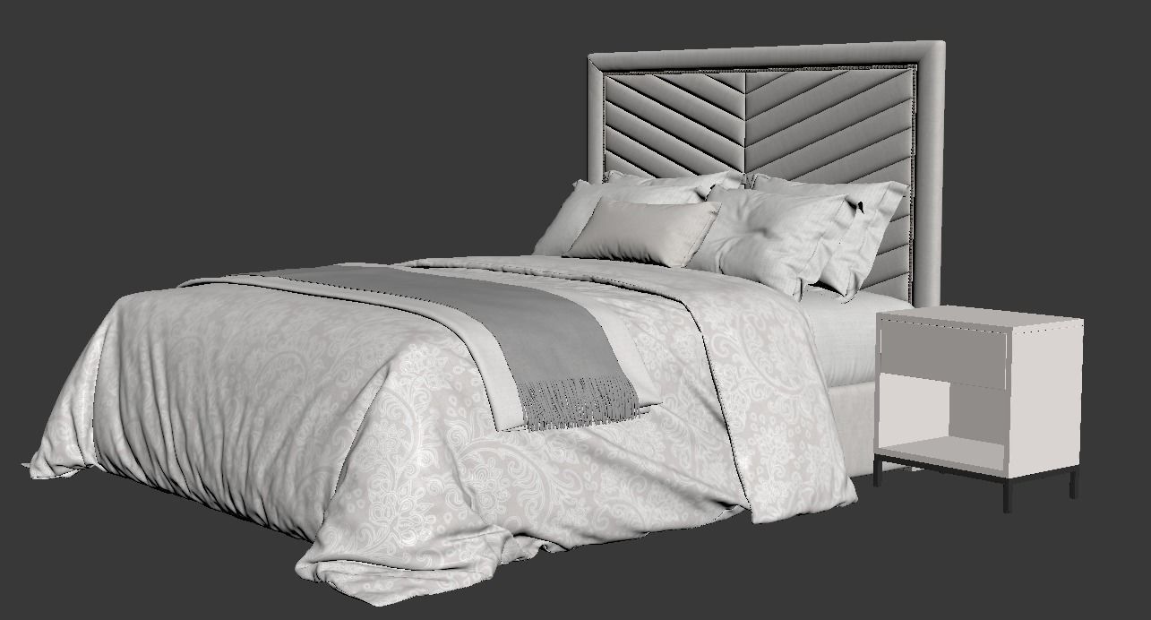 Rhys II Dovetail Tufted Nailhead Headboard Bed 3D model_6