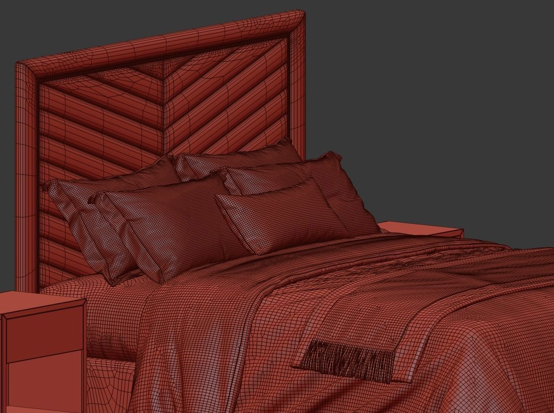 Rhys II Dovetail Tufted Nailhead Headboard Bed 3D model_8