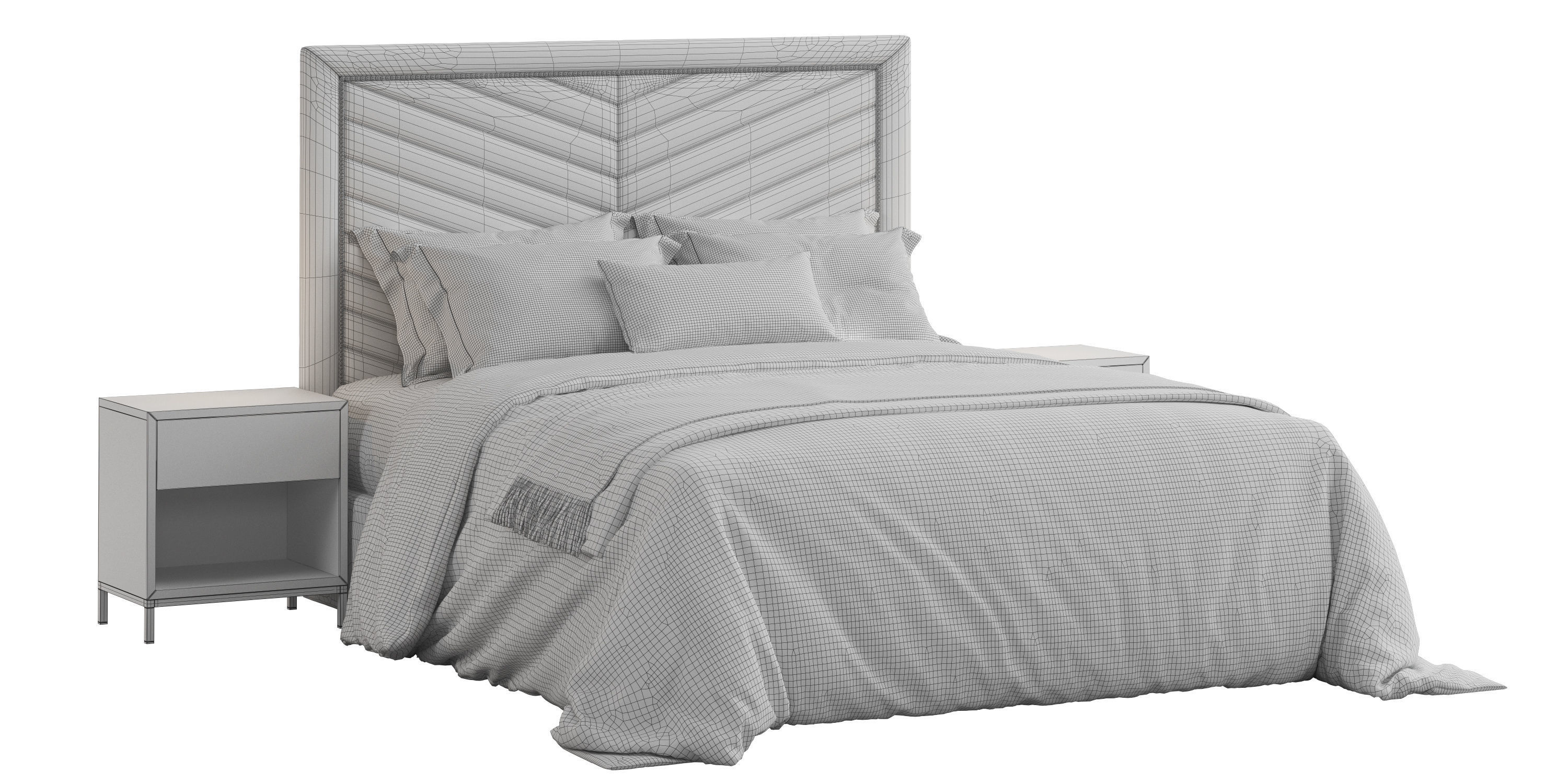 Rhys II Dovetail Tufted Nailhead Headboard Bed 3D model_4