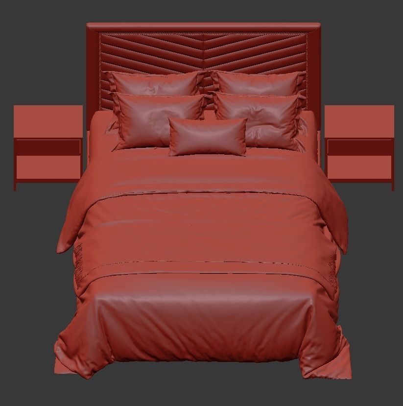 Rhys II Dovetail Tufted Nailhead Headboard Bed 3D model_7
