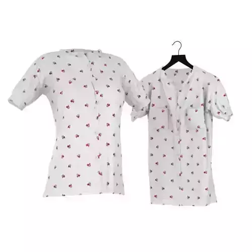 White Blouse With Strawberry Pattern